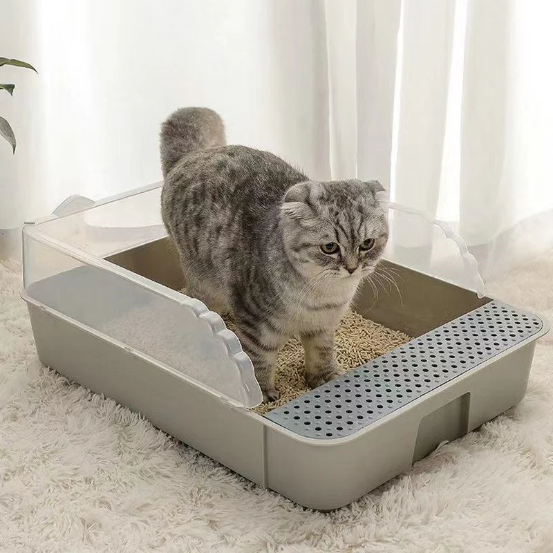 Kotak Pasir Besar Toilet Kucing Semi Tertutup Penuh Besar Deodoran Anti-Pasir Kotak Kotoran Kucing Anak Kucing Ukuran Kecil Perlengkapan Kucing - 0