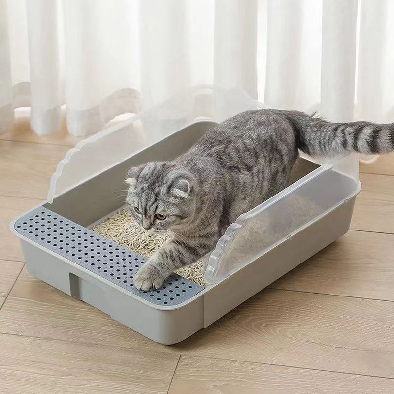 Kotak Pasir Besar Toilet Kucing Semi Tertutup Penuh Besar Deodoran Anti-Pasir Kotak Kotoran Kucing Anak Kucing Ukuran Kecil Perlengkapan Kucing - 1