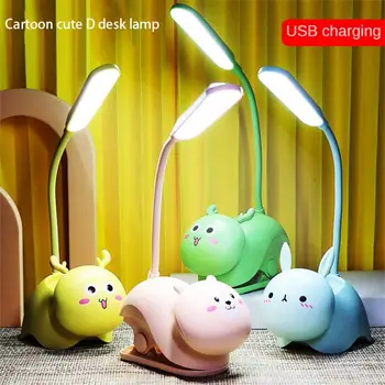 Kreatif Kartun Lucu Hewan Peliharaan Kucing Rabbut Rusa USB Mata Meja LED Malam Perlindungan Anak Mengisi Ulang Lampu Meja Lampu Membaca