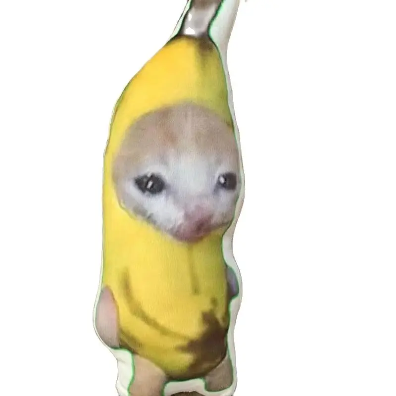 Kreatif Happy Cat Crying Banana Cat Stuffed Plush Key Keychain Mainan Mewah Sedih Menangis Bananacat Lucu Meme Banana Cat - 0