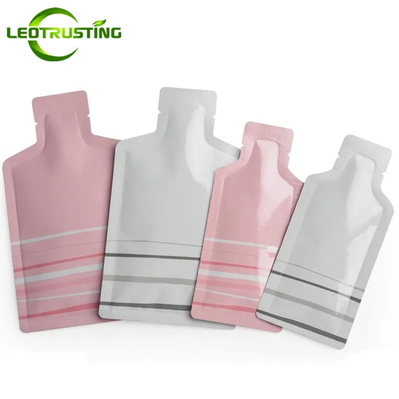 Kreatif Merah Muda / Putih Bentuk Botol Aluminium Foil Tas Atas Terbuka Sampo Bubuk Krim Cair Uji Coba Kantong Kemasan Penyegelan Panas - 0