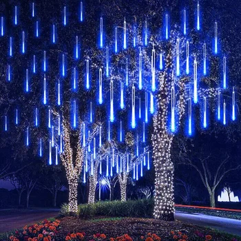 Lampu LED Tenaga Surya Luar Ruangan Tahan Air 8 Tabung 288 Buah Lampu LED Lampu Tali Liontin untuk Dekorasi Pesta Pernikahan Liburan Pohon Taman