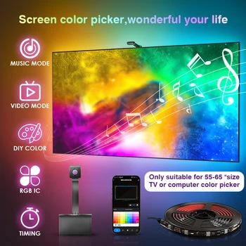 Lampu Latar Led TV IC RGB dengan Kamera Sinkronisasi Musik Lampu Strip Kontrol Aplikasi Pintar Wi-Fi untuk Layar Film Game 55-65 inci