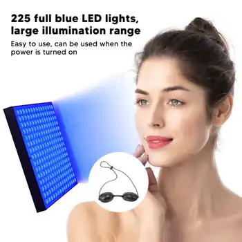 Lampu Tanning Tubuh Wajah 15W 460nm Biru Penuh 225 LED Perangkat Terapi Tanner dengan Kacamata