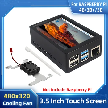 Layar Sentuh Raspberry Pi 3.5 Layar TFT LCD 480*320 Kipas Pendingin Casing Logam ABS Opsional untuk Raspberry Pi 4 Model B atau 3B+ 3B