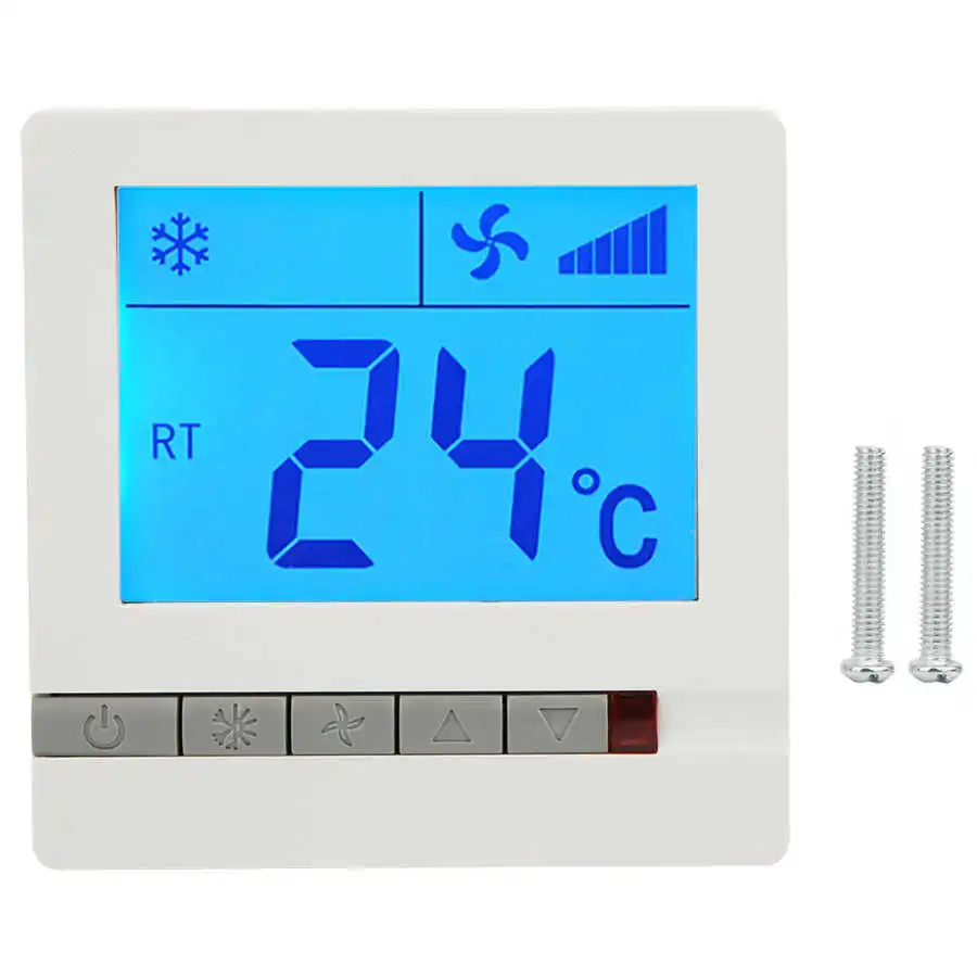 LCD Digital Thermostat Penundaan Perlindungan Fan Coil Unit Pengontrol Suhu Termostat untuk AC - 1