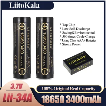 LiitoKala Lii-34A 18650 3400 mAh 3.7 v 3400 mAh 18650 Lithium Baterai Isi Ulang untuk Baterai Senter