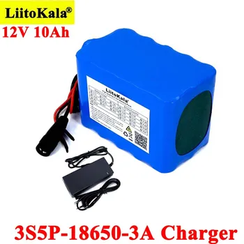 Liitokala 12V 10Ah Paket baterai li-lon 18650 10000mAh dengan BMS untuk Monitor lampu darurat Daya tidak Terputus +Pengisi Daya 12.6 V