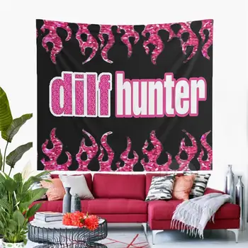 Lucu DILF Hunter Permadani Hiasan Dinding Merah Muda Api Permadani Estetika Dekorasi Kamar Meme Permadani Wallpaper Dekorasi Kamar Tidur