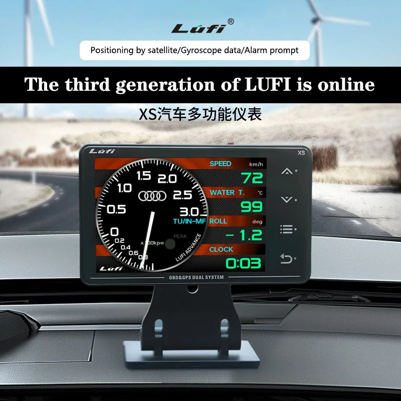 Lufi XS 3rd OBD & GPS Pengukur Meter Liquid Crystal Display Mobil Multi-Fungsi Suhu Air Turbin Minyak Giroskop Mereparasi - 0