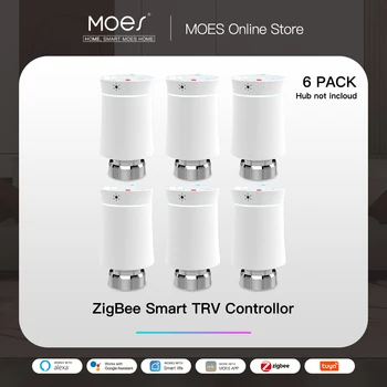 MOES ZigBee3. 0 TRV Katup Aktuator Radiator Baru Tuya Pemanas Suhu Termostat Pintar yang Dapat Diprogram Kontrol Suara Alexa