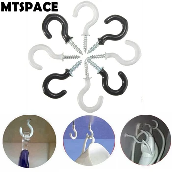 MTSPACE 10 Buah / Set Gantungan Gambar Tanaman Berlapis 30mm Kait Sekrup Cangkir Plastik Tempat Perhiasan Kait Besi untuk Lampu Gantung Tirai