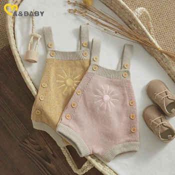 Ma & Bayi 0-18 M Bayi Baru Lahir Bayi Laki-laki Perempuan Baju Monyet Rajut Jumpsuit Bordir Matahari Pakaian Tanpa Lengan Lembut Musim Semi Musim Gugur Keseluruhan D10
