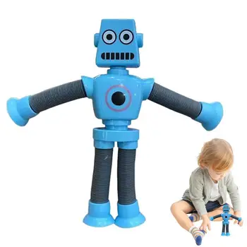 Mainan Robot Cangkir Hisap Teleskopik Robot Pengubah Bentuk Lengan Penarik Leggs Mainan Edukasi Mainan Robot Lampu LED Dapat Dikoleksi