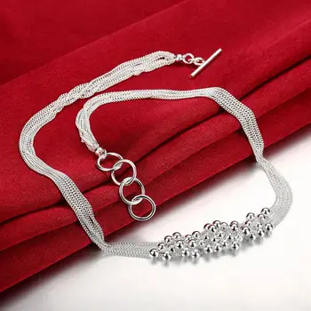 Merek fashion Kalung Perak Murni 925 untuk Wanita Perhiasan Mewah Manik-manik Rumbai Hadiah Natal Anggur