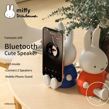 Miffy Speaker Bluetooth Kartu TF Speaker Nirkabel Lucu Stereo Speaker Vibro Musik Luar Ruangan Pengeras Suara Subwoofer Desktop Kawaii
