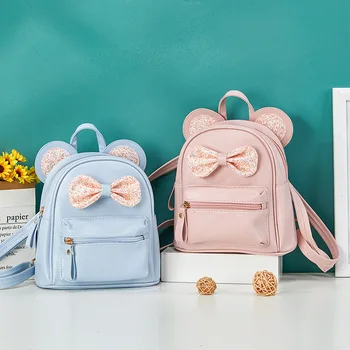 Mini Backpack Fashionable Cute Cocok untuk Anak Perempuan Usia 2-6 TK Backpack Bow Decoration Untuk Sekolah atau Perjalanan Pink Biru