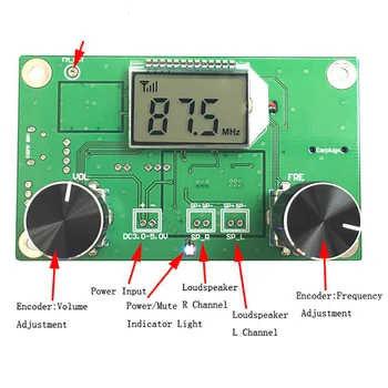 Modul Penerima Radio FM Modulasi Frekuensi Stereo Menerima Papan Sirkuit PCB Dengan Layar LCD Peredam Modul LCD 3-5V