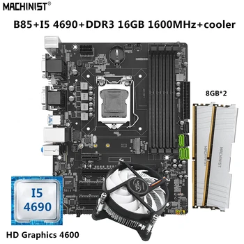 Motherboard MACHINIST B85M-PRO Kit LGA 1150 Inti I5 4690 CPU 16G=2 * 8G RAM DDR3 NVME M. 2 Grafis Terintegrasi Mini-itx + Set Kipas