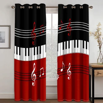 Musisi Tuts Piano Catatan Romantis Tirai Modern untuk Ruang Tamu Tirai Jendela Kamar Tidur Tirai Dapur