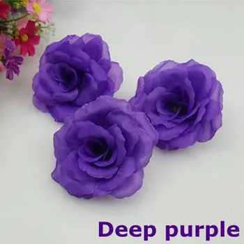 NEW10PCS / lot 8CM Deep Purple Buatan Mawar Sutra Kepala Bunga DIY Pernikahan Dekorasi Rumah Perlengkapan Pesta Meriah Dapat Mencampur Warna
