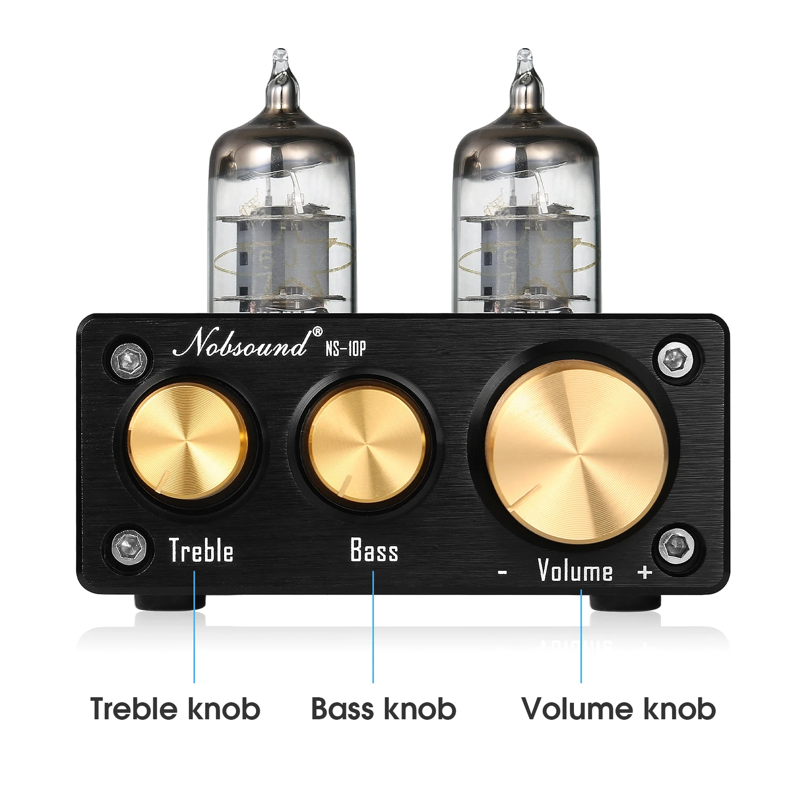 Nobsound NS-10P Preamp Tabung Vakum Mini Audio HiFi Pre-Amplifier Katup 6J1 dengan Kontrol Nada Treble&Bass Audiophile Hitam - 1
