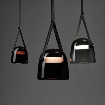 Nordic Postmodern Lampu Liontin Kaca LED Desainer Seni Sederhana Kulit Kamar Tidur Samping Tempat Tidur Lampu Model Ruang Pamer Lampu Gantung