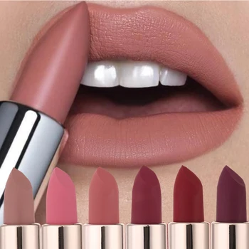 Nude Velvet Matte Lipstik Tahan Air Tahan Lama Melembabkan Tongkat Bibir Tidak Memudar Lipstik Merah Muda Seksi Lip Gloss Riasan Wanita