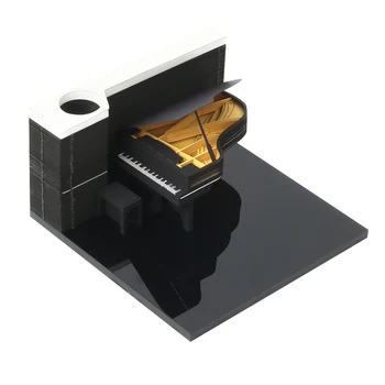 Omoshiroi Block Notepad 3D Memo Pad Piano Miniatur Catatan 3D Aksesori Kawaii Artistik Kertas Scrapbooking Hadiah Hari Kasih Sayang