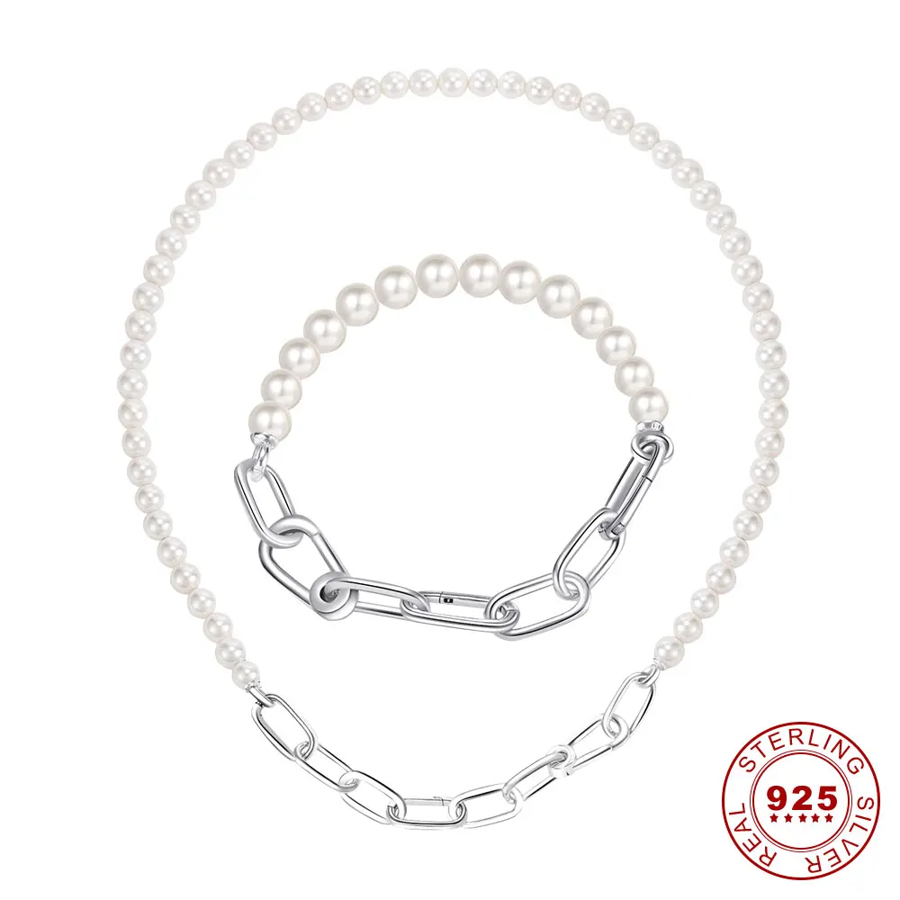 Otentik Baru Gelang Mutiara Perhiasan Perak Kalung Mutiara Cocok Asli Saya Medali Pesona untuk Wanita DIY S925 Perhiasan Hadiah - 0