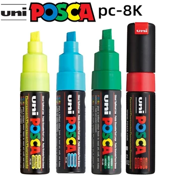 PC-8K UNI POSCA Marker Pen Tebal 8mm POP Poster Iklan Graffiti Catatan Pena Lukisan Yang Dilukis dengan Tangan Baru