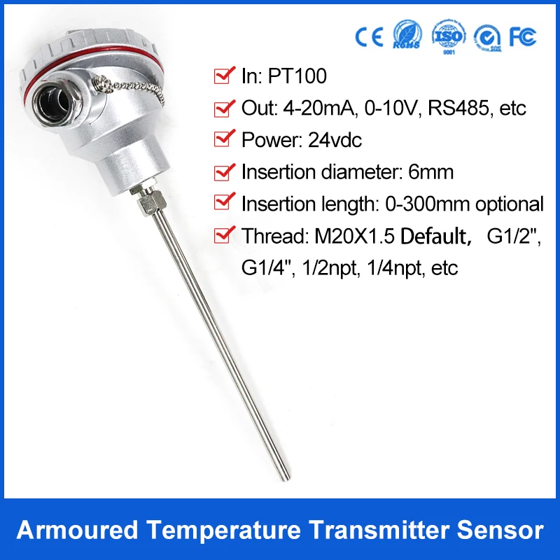 Pabrik Sensor Suhu 4 - 20mA PT1000 PT100 Harga Pemancar Suhu - 1