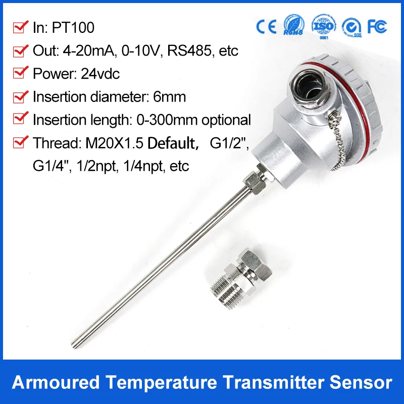 Pabrik Sensor Suhu 4 - 20mA PT1000 PT100 Harga Pemancar Suhu - 2
