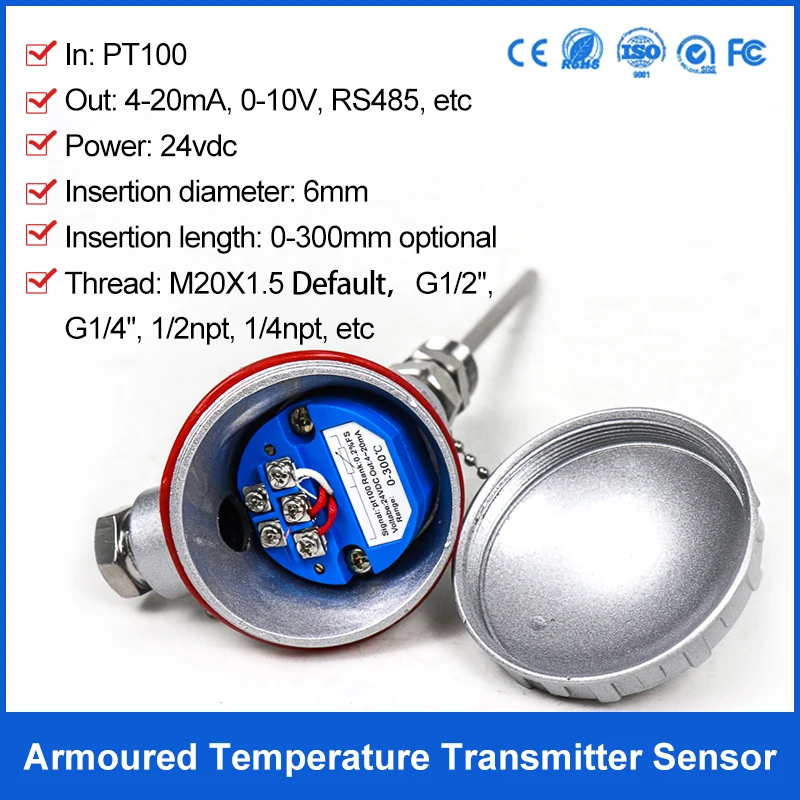 Pabrik Sensor Suhu 4 - 20mA PT1000 PT100 Harga Pemancar Suhu - 4