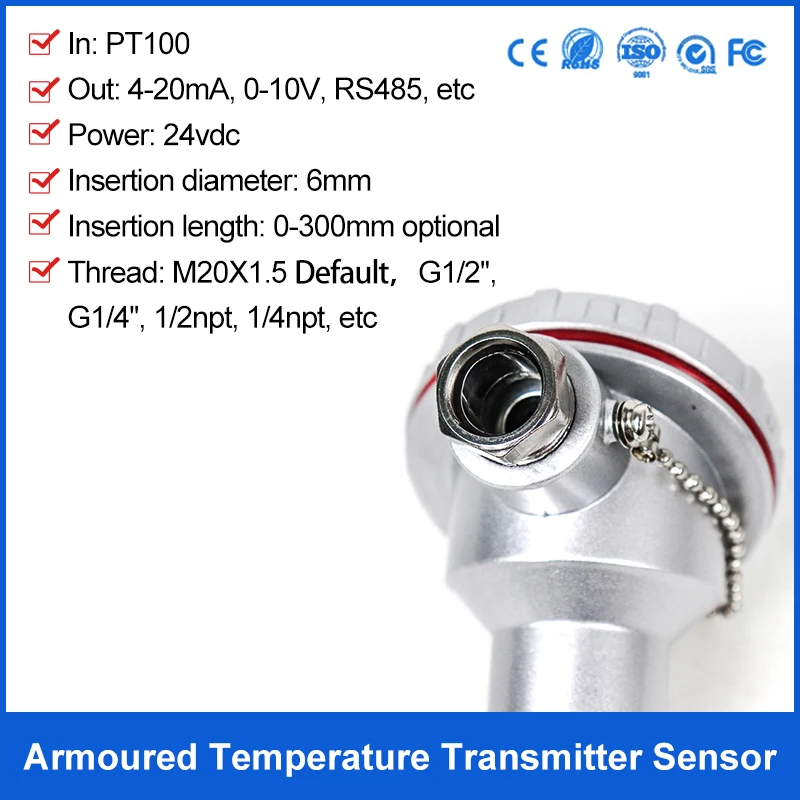 Pabrik Sensor Suhu 4 - 20mA PT1000 PT100 Harga Pemancar Suhu - 5