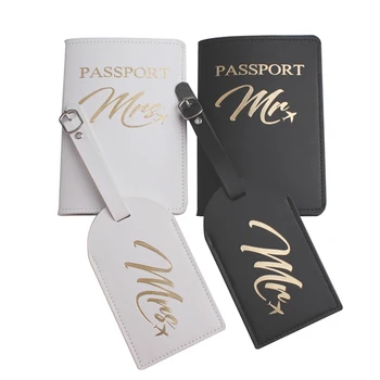 Padat MR MRS Paspor Penutup Bagasi: Pasangan Pernikahan Paspor Cover Case Set Surat Perjalanan Pemegang Paspor Cover CH26LT45
