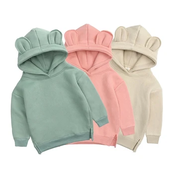 Pakaian Anak-anak Hoodies untuk Anak Perempuan Anak Laki-laki Sweatshirt dengan Tudung Pakaian Luar Bulu Tebal Lucu Musim Gugur Pakaian Anak-anak dari 0-4 Tahun