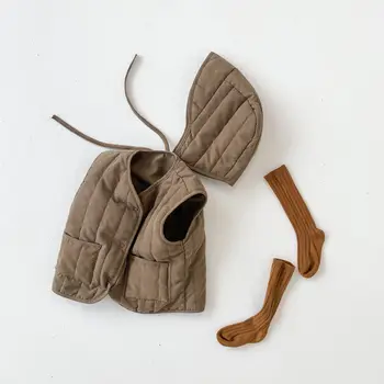 Pakaian Luar Tahan Angin Mantel Pakaian Bayi Pakaian Musim Dingin Musim Gugur Anak-anak Rompi Anak Perempuan Solid Cetak Jaket Musim Dingin Bayi Laki-laki Hangat