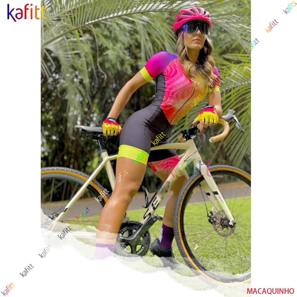 Pakaian Setelan Triathlon Profesional Wanita KAFITT 2023 Pakaian Skinsuit Bersepeda Kit Jumpsuit Rompers Coupa De Ciclismo Lycra Ganda - 1