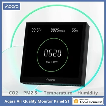Panel Monitor Kualitas Udara Aqara Baru S1 Omni Directional Air CO2 PM2. 5 Pemantauan Kelembaban Suhu untuk Aplikasi Rumah Aqara Homekit
