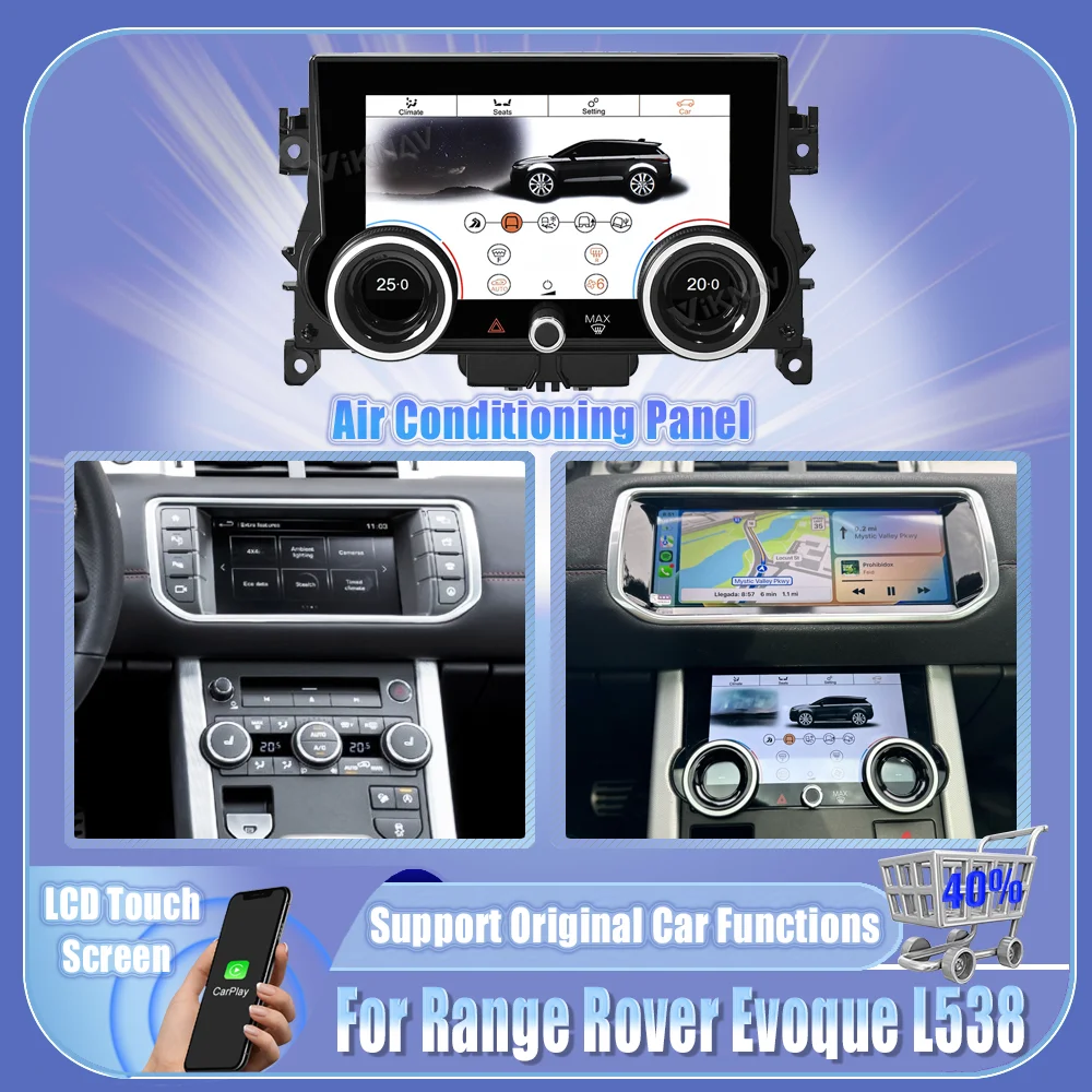 Panel AC Terbaru Untuk Range Rover Evoque L538 2012-2018 Papan Kondisi Udara Kontrol Tempat Duduk Suhu Iklim Layar Sentuh LCD - 0