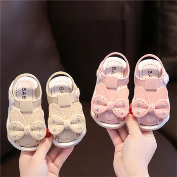Panjang Bagian Dalam 10.5-12cm Sandal Ikatan Simpul Musim Panas Balita Perempuan Pvc Sol Lembut Antiselip Sandal Prewalker Boks untuk Anak Perempuan