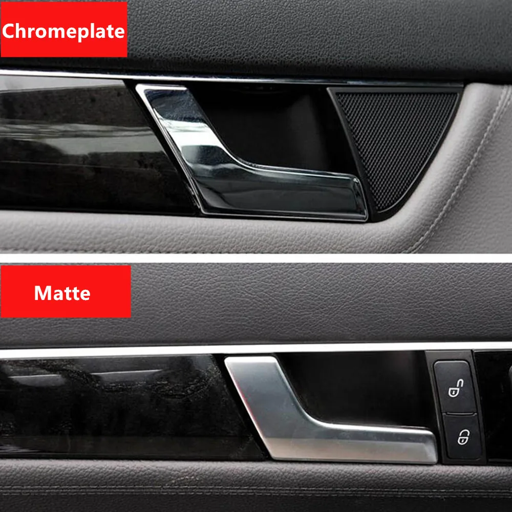 Pegangan Pintu Interior Mobil untuk Mercedes-Benz C-Class W204 GLK Pegangan Panel Pintu Bagian Dalam Penutup Trim Tarik Batang Mattte Chrome / L R - 0