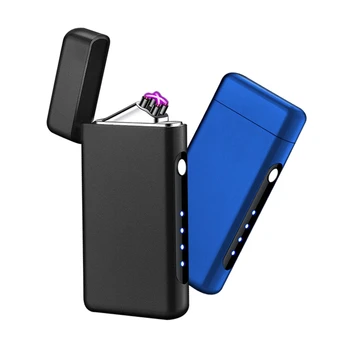 Pemantik Plasma Tahan Angin Tipe-C USB Isi Ulang Tanpa Api Listrik Pemantik Busur Ganda Tampilan Daya Hadiah Gadget Merokok Perokok