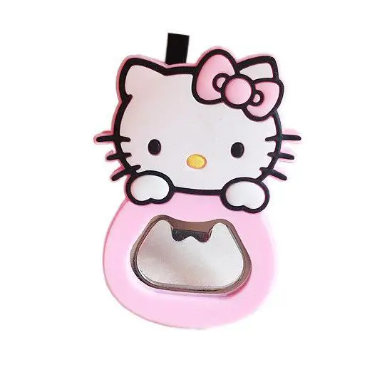 Pembuka Anggur Silikon Anime Sanrio Kawaii Pembuka Botol Bir Hati Anak Perempuan Hello Kitty Magnet Kulkas Portabel - 2