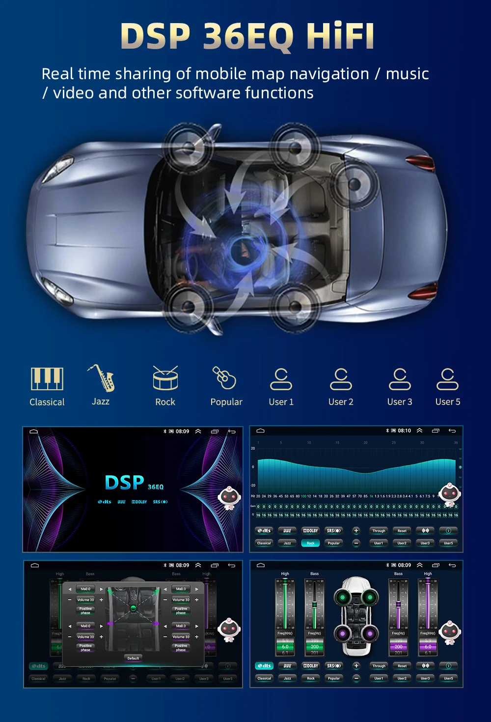 Pemutar Multimedia Radio Carplay Android Mobil Podofo untuk Ford Focus 2 Mk2 2004-2011 Video Radio Otomatis 2 Din GPS Suara AI Navi WiFi - 5