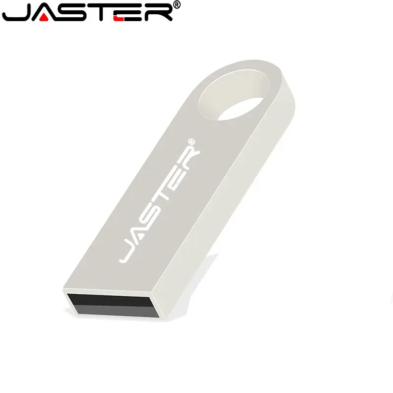 Pen Drive Logam Portabel Berbentuk U Mini USB 2.0 Flash Drive Logo Kustom Gratis dengan Gantungan Kunci Stik Memori Disk U Perak 64GB / 32GB - 5