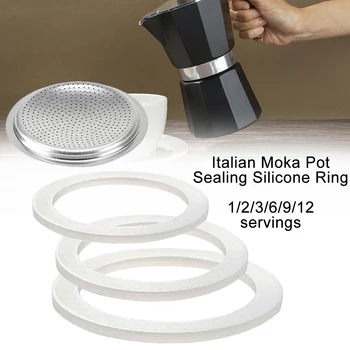 Penggantian Gasket Seal Untuk Kopi Espresso Moka Kompor Pot Top Karet Silikon Untuk Cangkir 1*Segel Karet Moka+1 * saringan