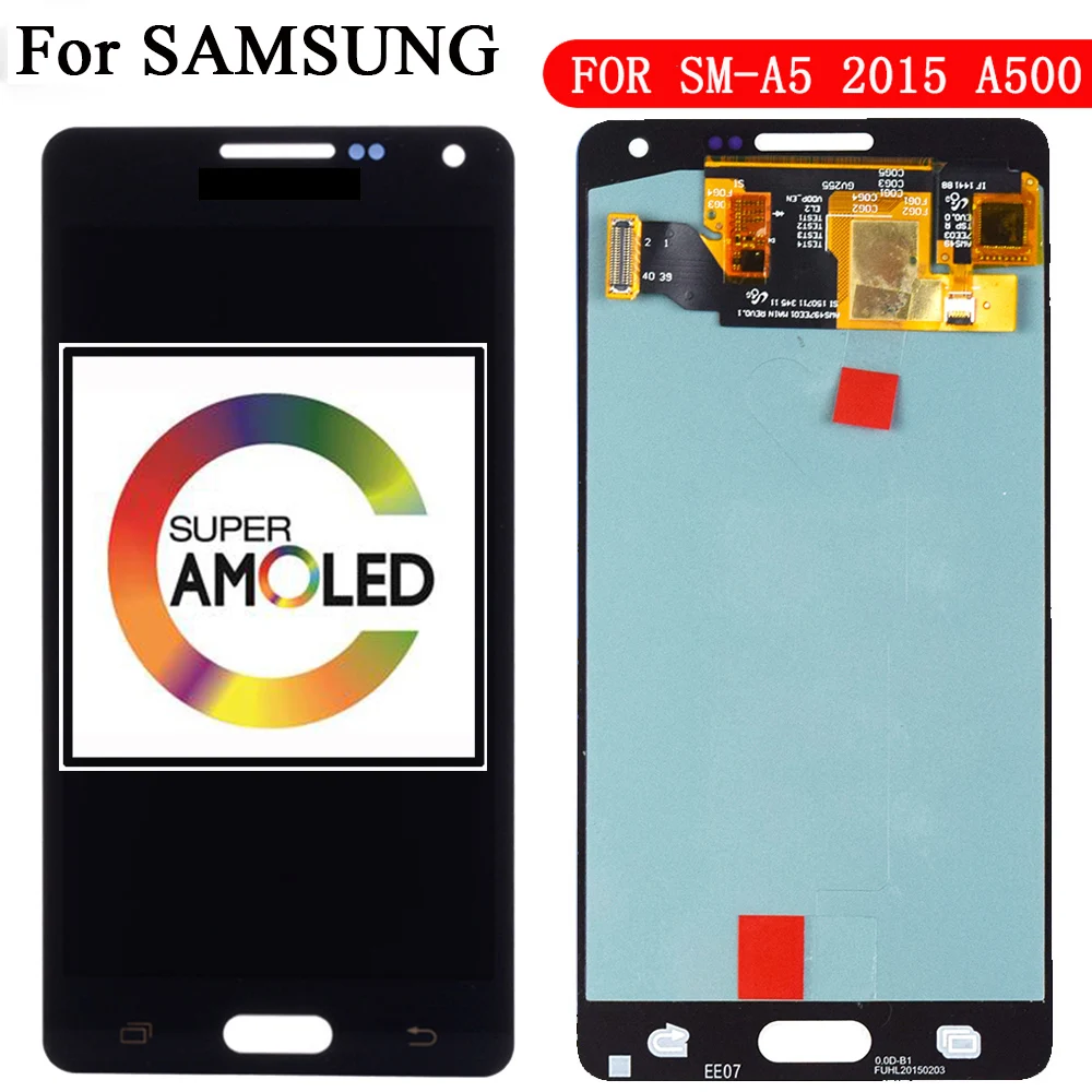 Penggantian LCD Super AMOLED untuk Samsung Galaxy A5 2015 A500 A500F A500FU A500H A500M Layar Sentuh Layar LCD Ponsel Digitizer - 0