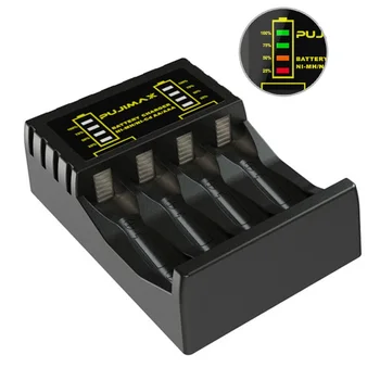Pengisi Daya Baterai 4 Slot Untuk Pengisi Daya Adonan Isi Ulang AAA/AA Dengan Kabel Pengisi Daya Indikator LED Untuk Baterai AA / AAA Ni-MH/Ni-Cd